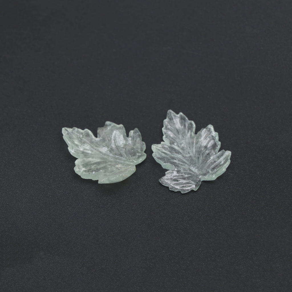 Natural Green Aquamarine Leaf Carving Loose Gemstone, 22x25 mm, Aquamarine Leaf Jewelry Making Gemstone, Pair ( 2 Pieces ) - National Facets, Gemstone Manufacturer, Natural Gemstones, Gemstone Beads