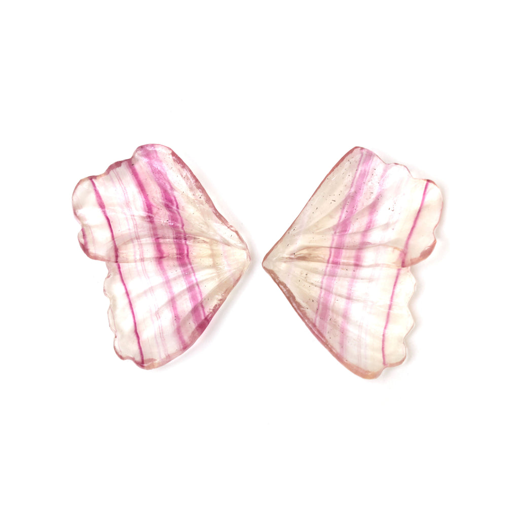 Natural Pink Fluorite Wings Carving Loose Gemstone, 28x40 mm, Pink Fluorite Wings Jewelry Making Gemstone, Pair ( 2 Pieces ) - National Facets, Gemstone Manufacturer, Natural Gemstones, Gemstone Beads