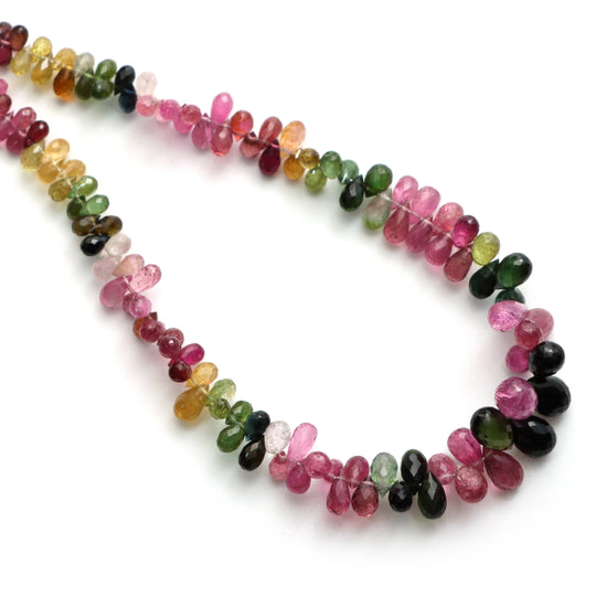 Multi Tourmaline Faceted Drop Beads, 2x4 mm To 6x10 mm, Tourmaline Jewelry Making Beads, 18 Inches Full Strand, Price Per Strand