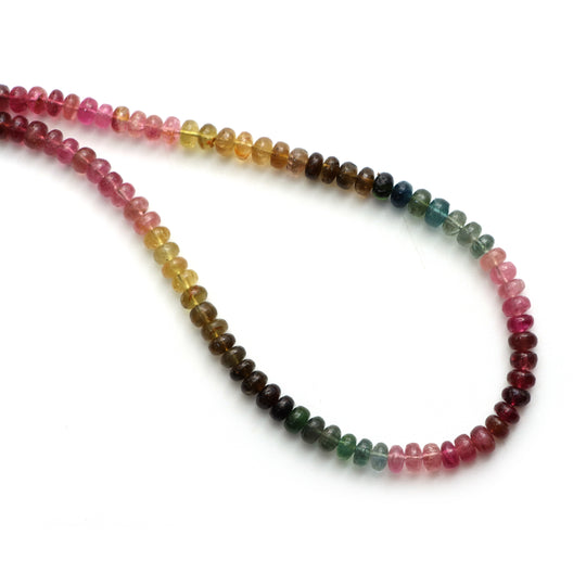 Multi Tourmaline Smooth Rondelle Beads, 5.5 mm To 6 mm, Multi Tourmaline Jewelry Making Beads, 17.5 Inches Full Strand, Price Per Strand