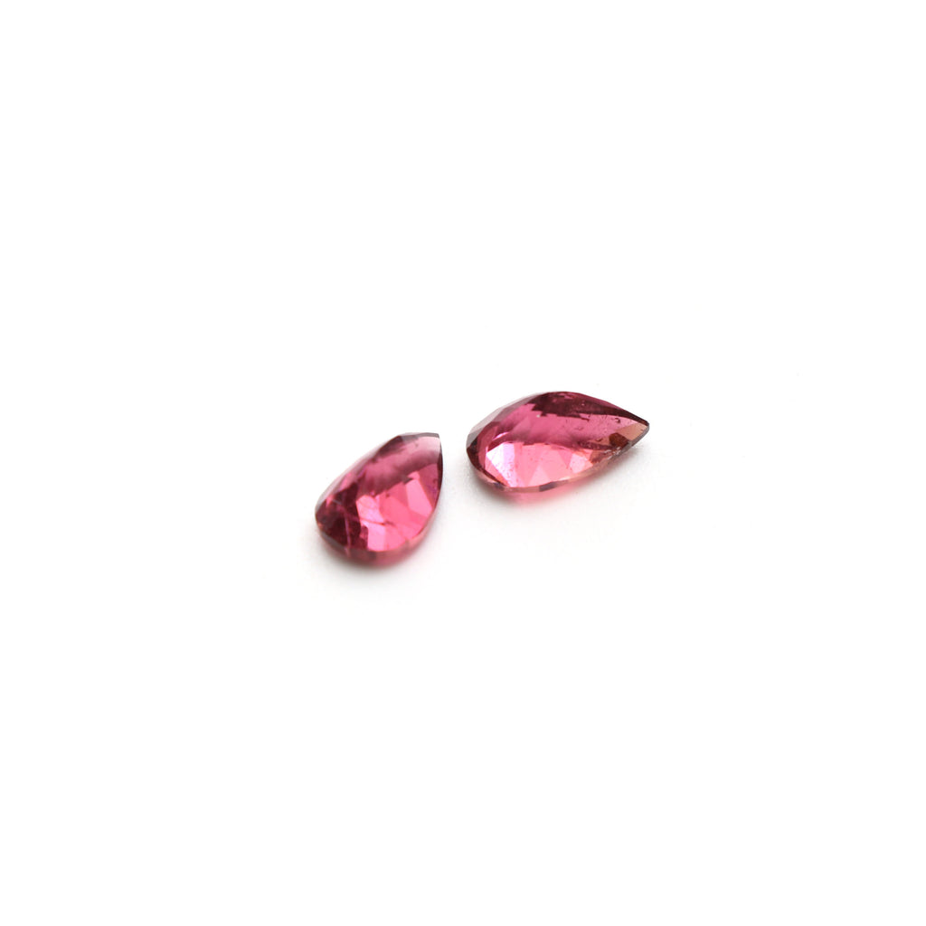 Natural Rubellite Faceted Pear Loose Gemstone, 5x8 mm, Rubellite Jewelry Handmade Gift For Women, Pair ( 2 Pieces ) - National Facets, Gemstone Manufacturer, Natural Gemstones, Gemstone Beads