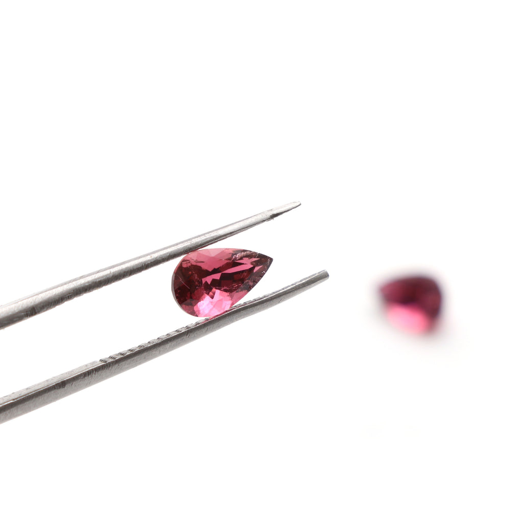 Natural Rubellite Faceted Pear Loose Gemstone, 5x8 mm, Rubellite Jewelry Handmade Gift For Women, Pair ( 2 Pieces ) - National Facets, Gemstone Manufacturer, Natural Gemstones, Gemstone Beads