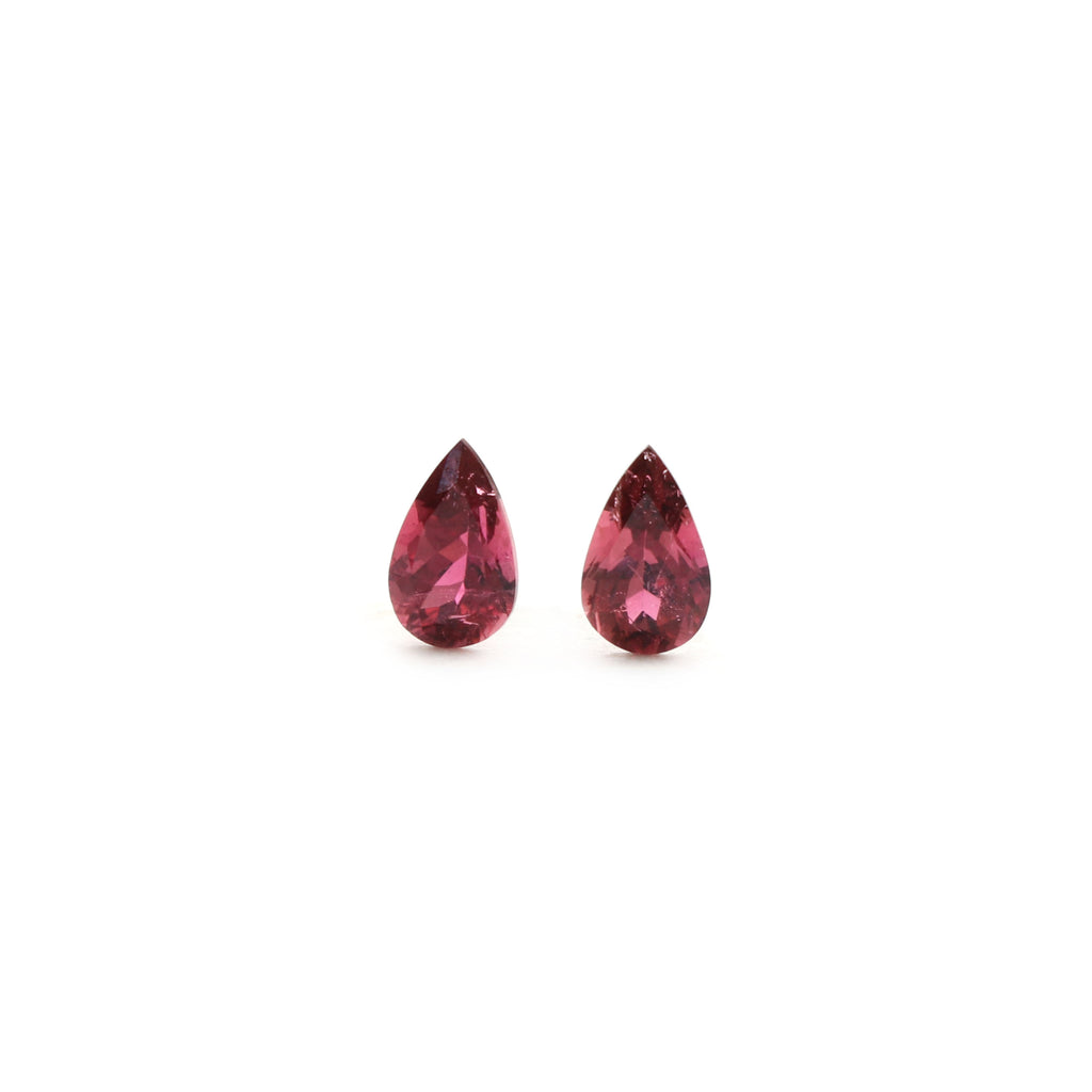 Natural Rubellite Faceted Pear Loose Gemstone, 5x8 mm, Rubellite Jewelry Handmade Gift For Women, Pair ( 2 Pieces ) - National Facets, Gemstone Manufacturer, Natural Gemstones, Gemstone Beads