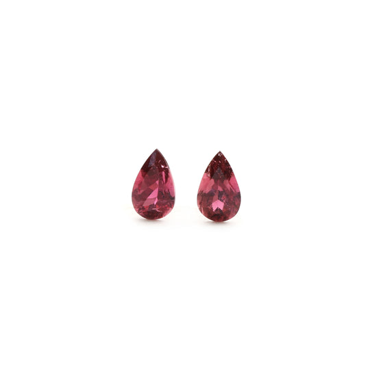 Natural Rubellite Faceted Pear Loose Gemstone, 5x8 mm, Rubellite , Pair ( 2 Pieces )