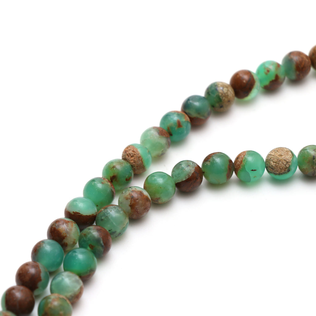Natural Green Opal Round Smooth Beads, 8 mm, Green Opal Round Jewelry Making Gemstone, 18 Inches, Full Strand, Price Per Strand - National Facets, Gemstone Manufacturer, Natural Gemstones, Gemstone Beads, Gemstone Carvings