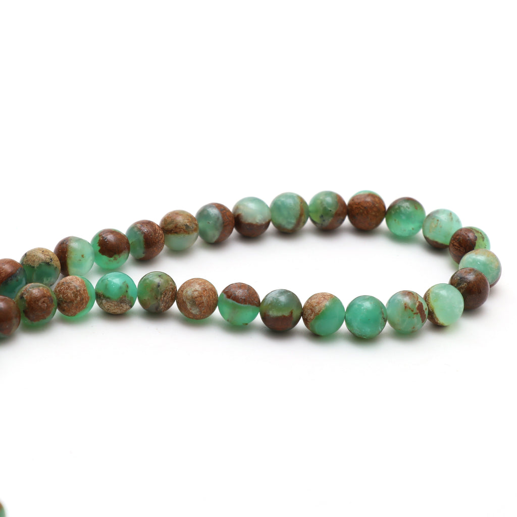 Natural Green Opal Round Smooth Beads, 8 mm, Green Opal Round Jewelry Making Gemstone, 18 Inches, Full Strand, Price Per Strand - National Facets, Gemstone Manufacturer, Natural Gemstones, Gemstone Beads, Gemstone Carvings