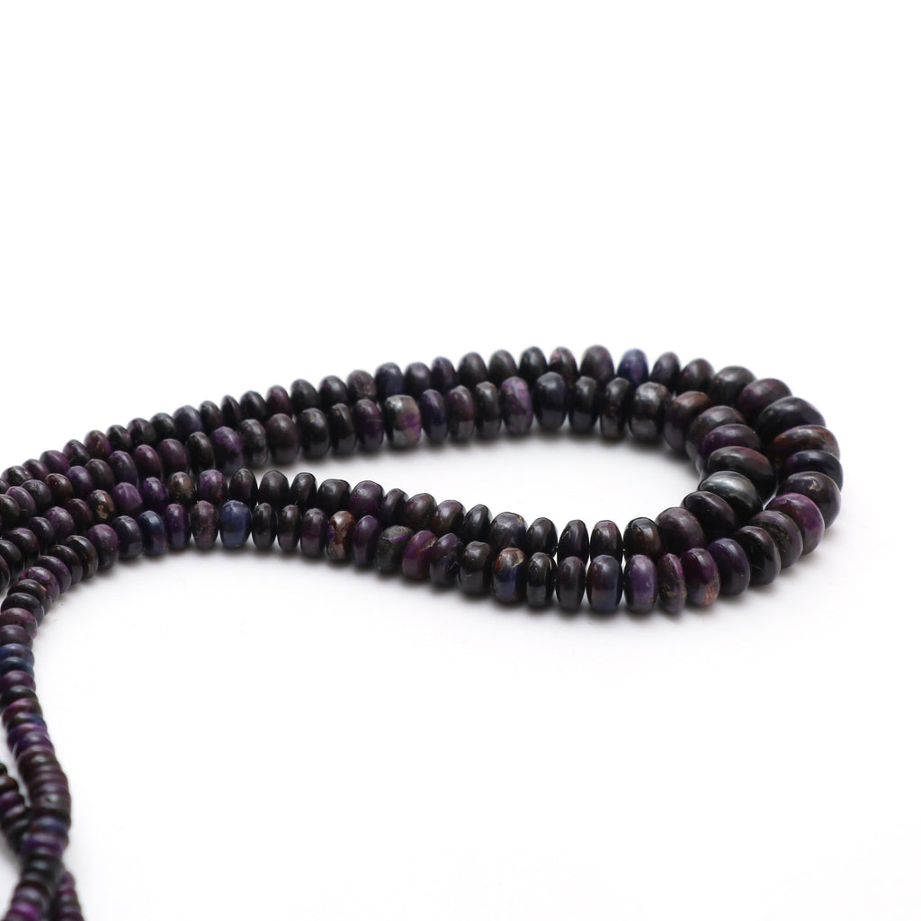Natural Sugilite Smooth Rondelle Beads, 3.5 mm to 9.5 mm, Sugilite Rondelle Jewelry Making Beads, 18 Inches, Price Per Strand - National Facets, Gemstone Manufacturer, Natural Gemstones, Gemstone Beads, Gemstone Carvings