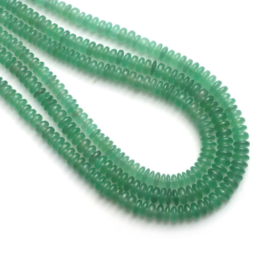 Green Quartz Smooth Rondelle Beads, 5 mm To 7 mm, Green Quartz Jewelry Making Beads, 18 Inches Full Strand, Price Per Strand