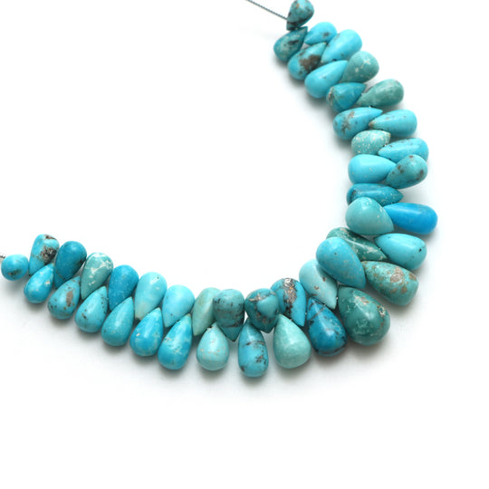Turquoise Smooth Drop Beads, 4x7 mm To 6x11 mm, Turquoise Jewelry Making Beads, 5 Inches Full Strand, Price Per Strand