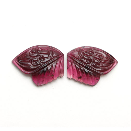Natural Tourmaline Wings Carving Loose Gemstone, 17x22 mm, Tourmaline Jewelry Making Gemstone, Pair ( 2 Pieces )