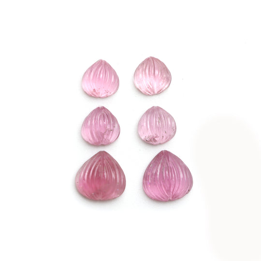 Natural Tourmaline Smooth Heart Carving Gemstone,  8.5 mm To 11.5 mm, Tourmaline Carving Making Jewelry Gemstone, Set of ( 6 Pieces )