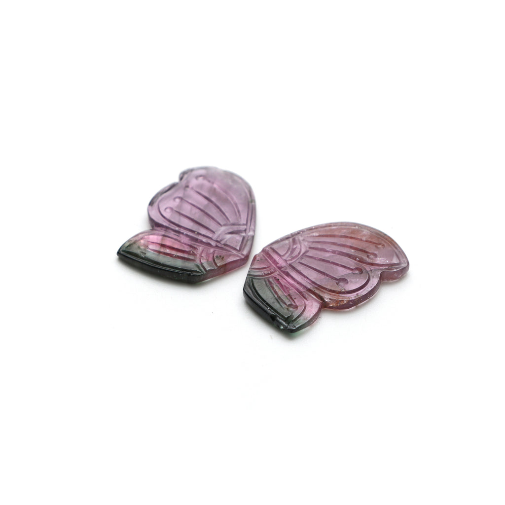 Bi Color Tourmaline Wings Carving Loose Gemstone