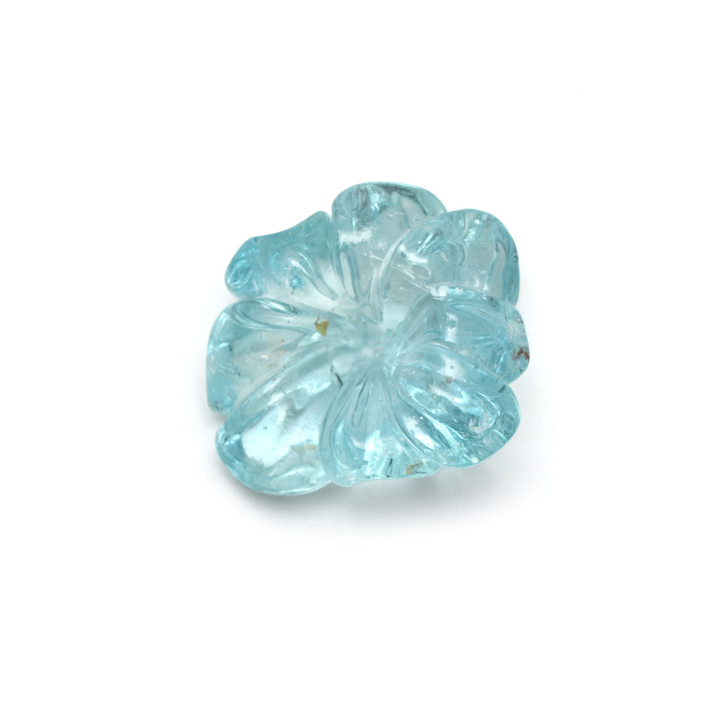 Natural Aquamarine Flower Carving Loose Gemstone - 33x36mm- Aquamarine Flower Carving Smooth Gemstone, 1 Piece - National Facets, Gemstone Manufacturer, Natural Gemstones, Gemstone Beads