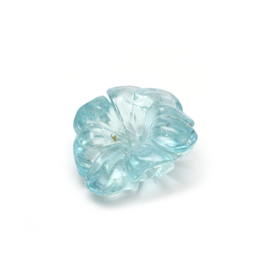 Natural Aquamarine Flower Carving Loose Gemstone - 33x36mm- Aquamarine Flower Carving Smooth Gemstone, 1 Piece - National Facets, Gemstone Manufacturer, Natural Gemstones, Gemstone Beads