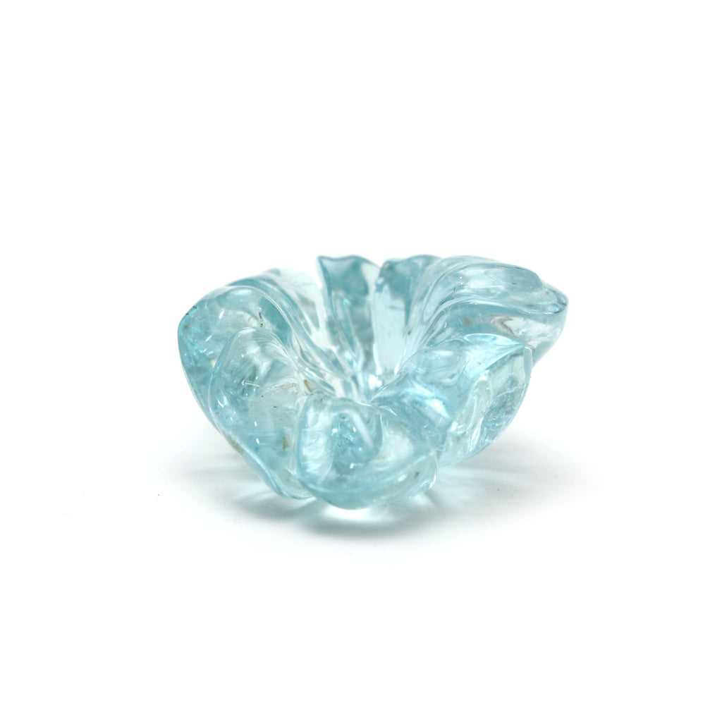 Natural Aquamarine Flower Carving Loose Gemstone - 33x36mm- Aquamarine Flower Carving Smooth Gemstone, 1 Piece - National Facets, Gemstone Manufacturer, Natural Gemstones, Gemstone Beads