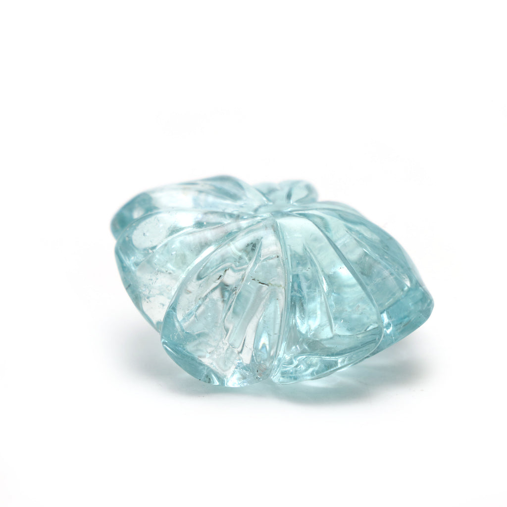 Natural Aquamarine Flower Carving Loose Gemstone - 33x36mm- Aquamarine Flower Carving Smooth Gemstone, 1 Piece - National Facets, Gemstone Manufacturer, Natural Gemstones, Gemstone Beads