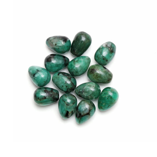 Emerald Smooth Drops Loose Gemstone, 10x14 mm, Emerald Gemstone, Plain Emerald Drops, Set of 13 Pieces