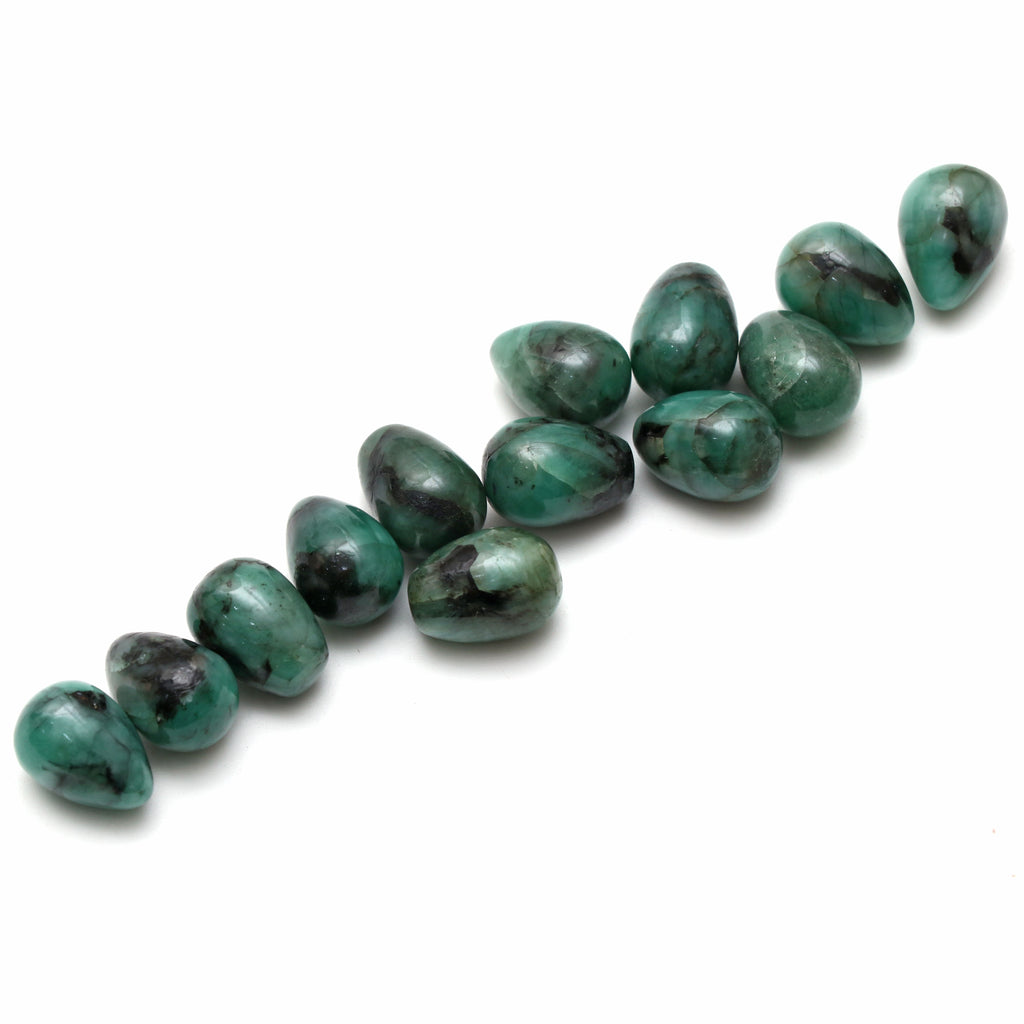 Natural Emerald Smooth Drops Loose Gemstone, 10x14 mm, Emerald Jewelry Handmade Gift For Women, Set of 13 Pieces - National Facets, Gemstone Manufacturer, Natural Gemstones, Gemstone Beads
