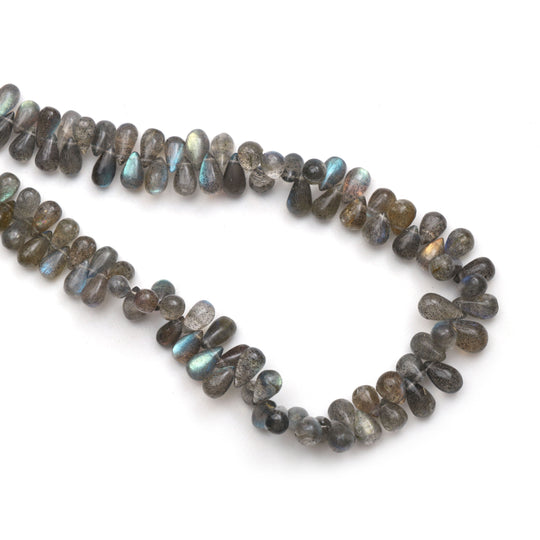 Labradorite Smooth Drops Beads, 3x5.5mm To 6x9.5mm, Labradorite Jewelry Making Beads, 18 Inches, Price Per Strand