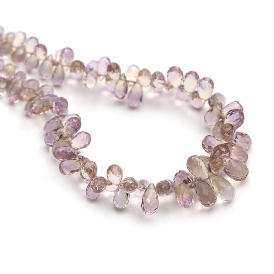 Ametrine Faceted Drop Beads, 2.5x5 mm to 5x10 mm, Ametrine Jewelry Making Beads, 8 Inches Full Strand, Price Per Strand
