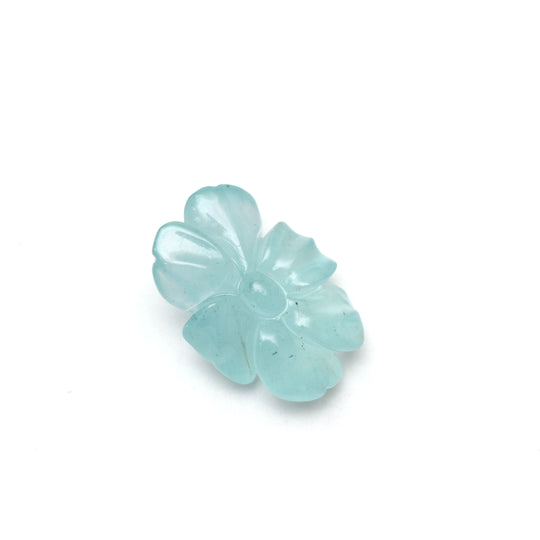 Natural Aquamarine Flower Carving Loose Gemstone - 19x27mm - Aquamarine Flower Carving Smooth Gemstone, 1 Piece