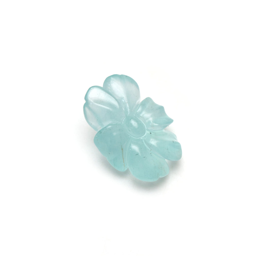 Natural Aquamarine Flower Carving Loose Gemstone - 19x27mm - Aquamarine Flower Carving Smooth Gemstone, 1 Piece - National Facets, Gemstone Manufacturer, Natural Gemstones, Gemstone Beads