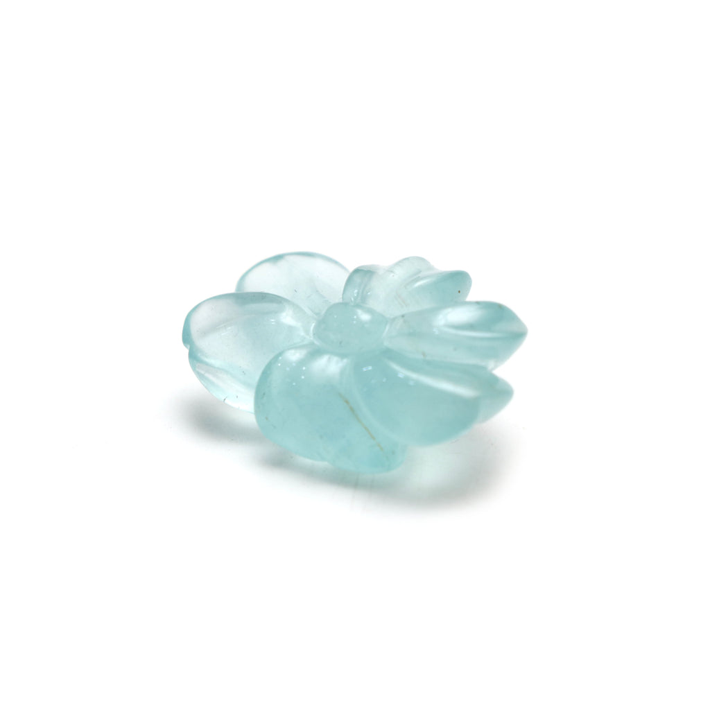 Natural Aquamarine Flower Carving Loose Gemstone - 19x27mm - Aquamarine Flower Carving Smooth Gemstone, 1 Piece - National Facets, Gemstone Manufacturer, Natural Gemstones, Gemstone Beads