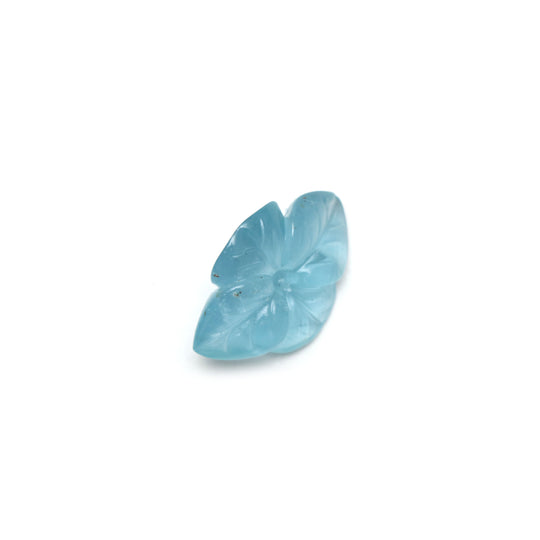 Natural Aquamarine Flower Carving Loose Gemstone - 17x24mm - Aquamarine Flower Carving Smooth Gemstone, 1 Piece