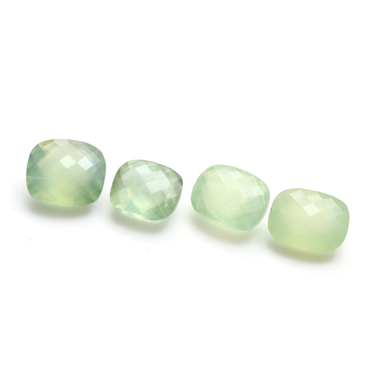 Prehnite Rectangle Checker Cut Loose Gemstone, 12x14 mm To 14x16 mm, Prehnite Gemstone, Rectangle Checker Cut, Set Of 6 Pieces
