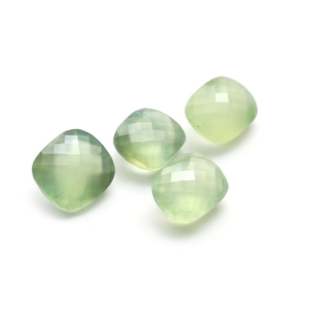Natural Prehnite Rectangle Checker Cut Loose Gemstone, 12x14mm To 14x16mm Prehnite Rectangle , Checker Cut Loose , Set Of 6 Pieces - National Facets, Gemstone Manufacturer, Natural Gemstones, Gemstone Beads
