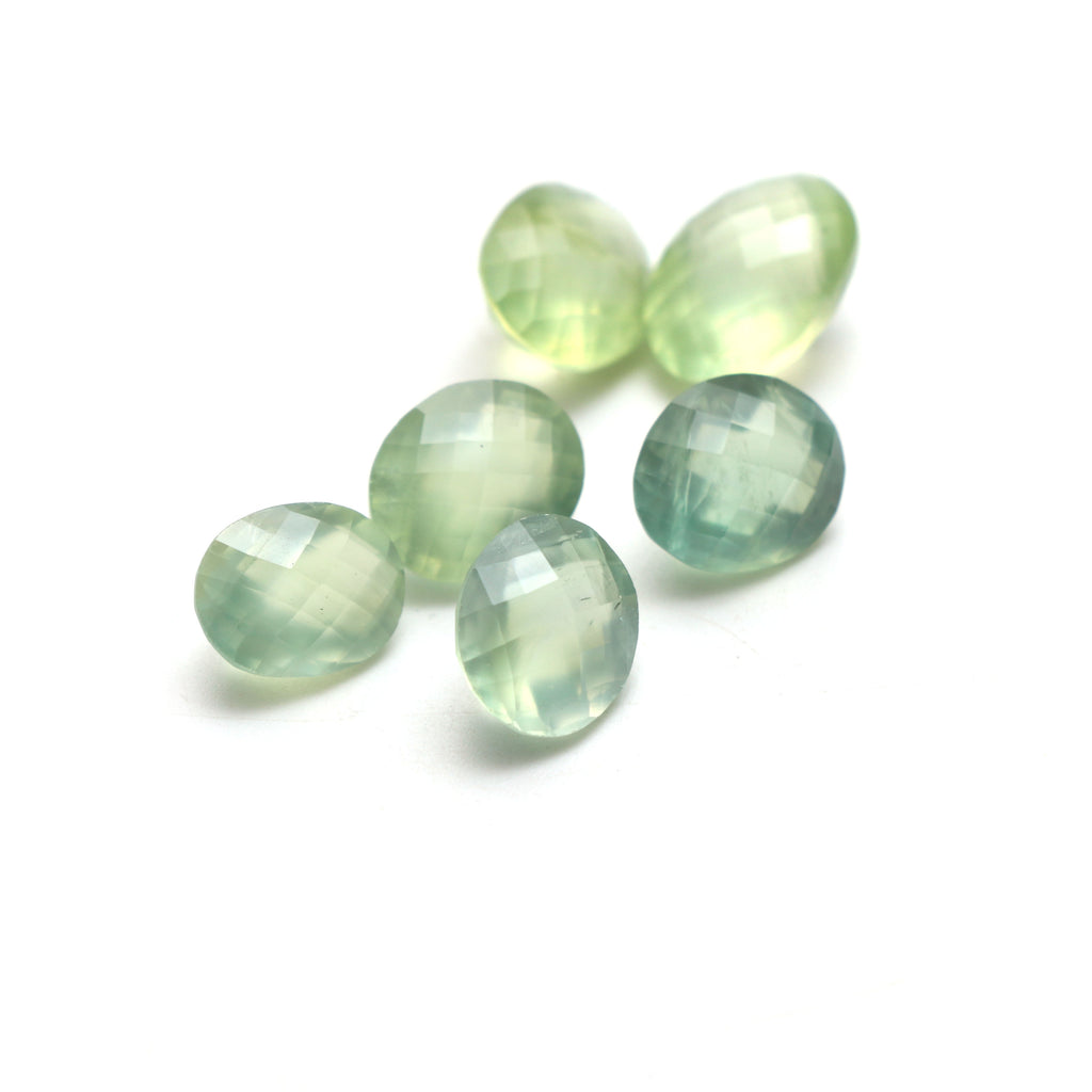 Natural Prehnite Oval Checker Cut Loose Gemstone, 9x12mm To 10x14mm, Prehnite Oval , Checker Cut Loose , Set Of 6 Pieces - National Facets, Gemstone Manufacturer, Natural Gemstones, Gemstone Beads