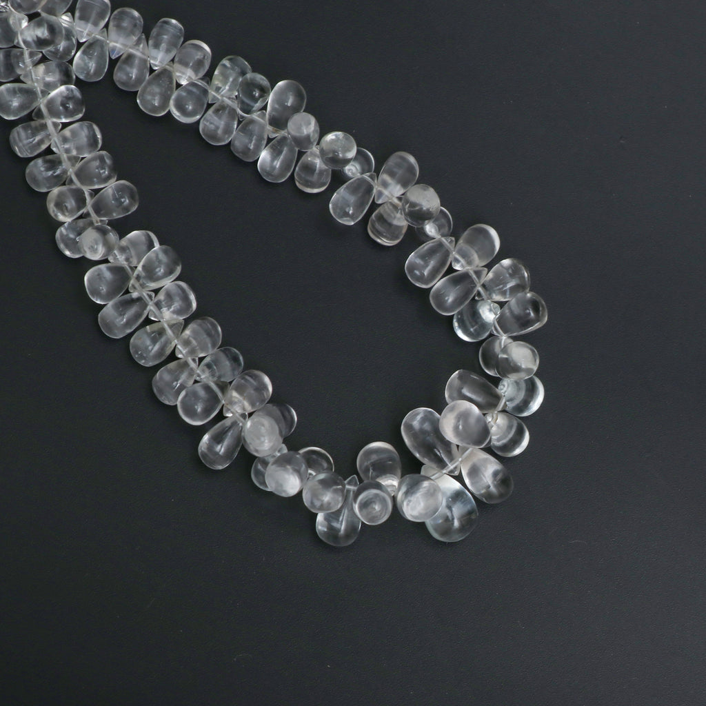 Natural Goshenite Smooth Drop Beads, 5x8 mm to 8x12 mm, Goshenite Jewelry Handmade Gift for Women, 8.5 Inches Full Strand, Price Per Strand - National Facets, Gemstone Manufacturer, Natural Gemstones, Gemstone Beads, Gemstone Carvings