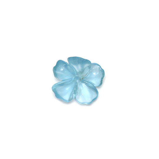Natural Aquamarine Flower Carving Loose Gemstone - 15x17mm- Aquamarine Flower Carving Smooth Gemstone, 1 Piece