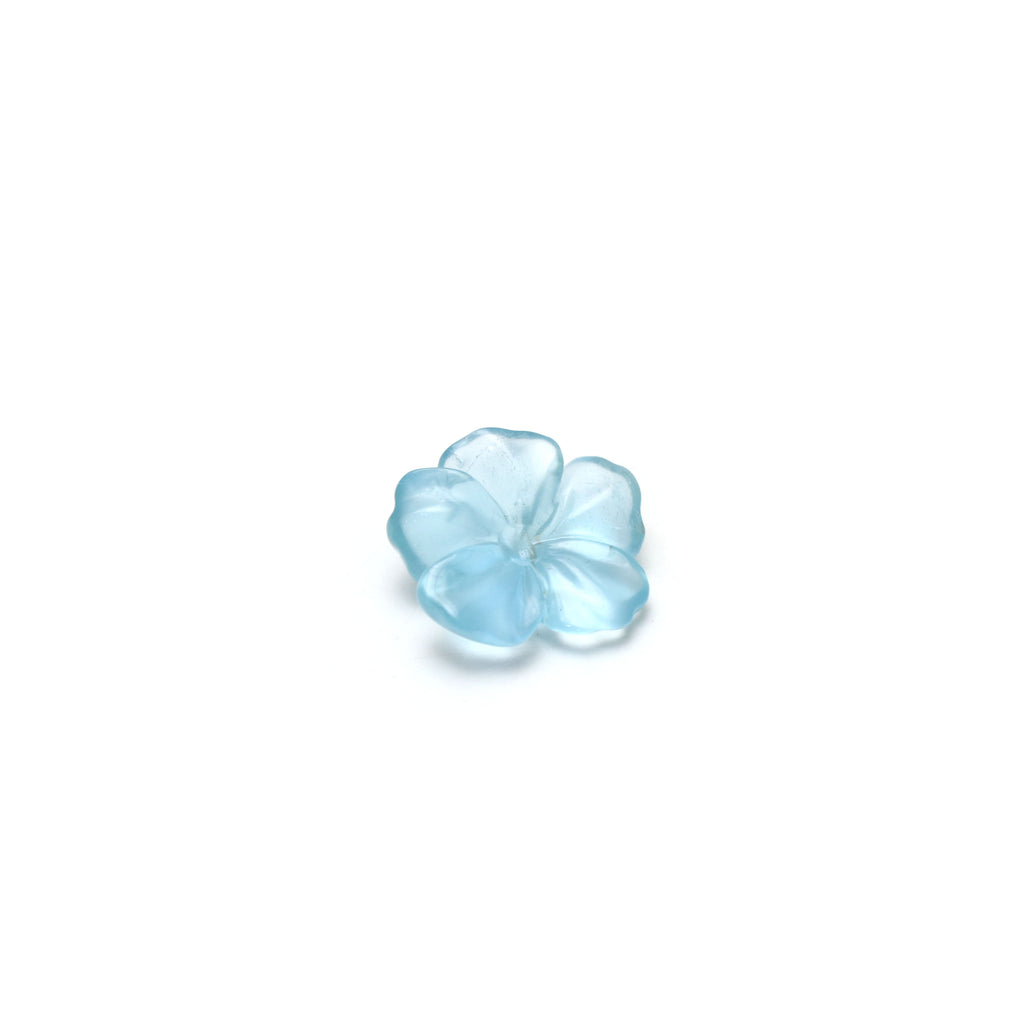 Natural Aquamarine Flower Carving Loose Gemstone - 15x17mm- Aquamarine Flower Carving Smooth Gemstone, 1 Piece - National Facets, Gemstone Manufacturer, Natural Gemstones, Gemstone Beads