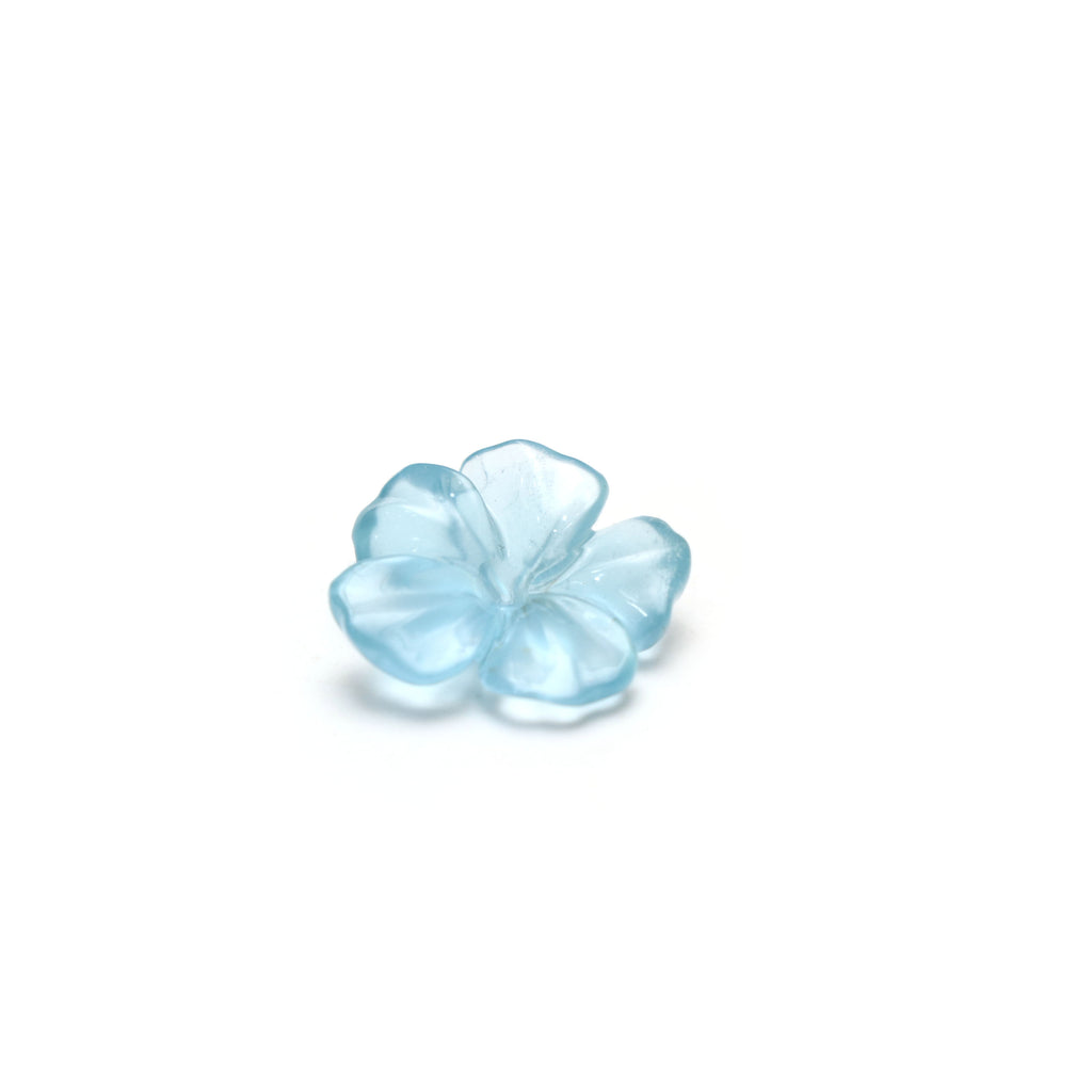 Natural Aquamarine Flower Carving Loose Gemstone - 15x17mm- Aquamarine Flower Carving Smooth Gemstone, 1 Piece - National Facets, Gemstone Manufacturer, Natural Gemstones, Gemstone Beads