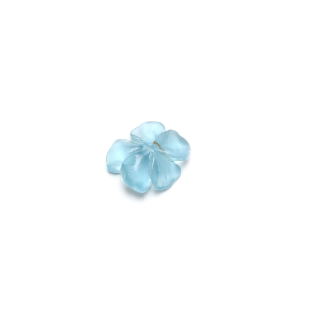 Natural Aquamarine Flower Carving Loose Gemstone - 15x17mm- Aquamarine Flower Carving Smooth Gemstone, 1 Piece - National Facets, Gemstone Manufacturer, Natural Gemstones, Gemstone Beads