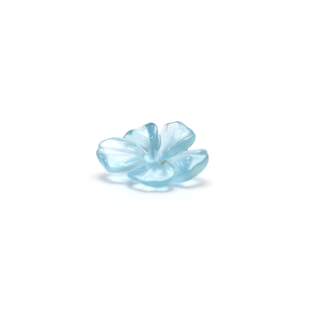 Natural Aquamarine Flower Carving Loose Gemstone - 15x17mm- Aquamarine Flower Carving Smooth Gemstone, 1 Piece - National Facets, Gemstone Manufacturer, Natural Gemstones, Gemstone Beads