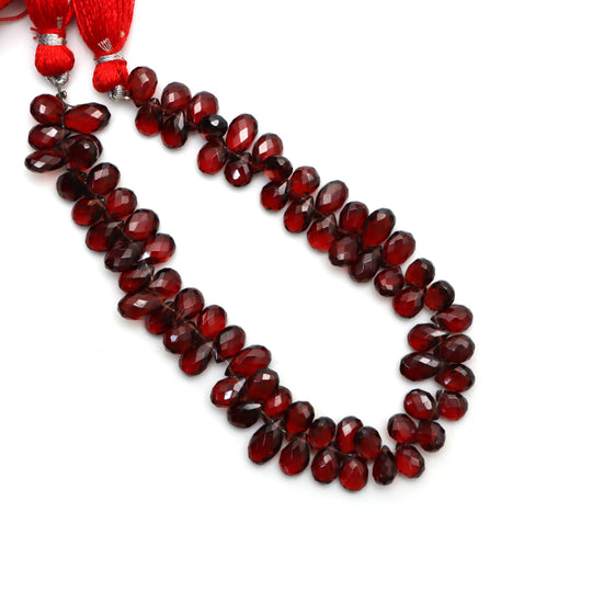Garnet Faceted Pear Beads, 5.5x8 mm To 5.5x9 mm, Garnet Jewelry Making Beads, 8 Inches Full Strand, Price Per Strand