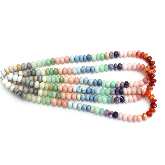 Multi Opal Smooth Rondelle Beads, 10 mm, Multi Opal Jewelry Making Beads, 17.5 Inches Full Strand, Price Per Strand