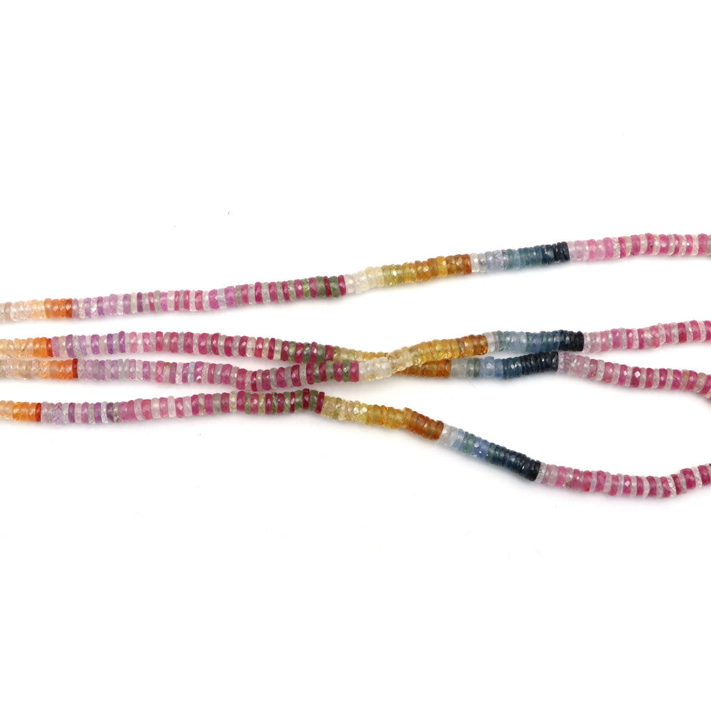 Multi Sapphire Faceted Tyre Beads , Sapphire Faceted Button Beads , 5 mm , Sapphire Tyre Beads , 18 Inch Strand , Price Per Strand - National Facets, Gemstone Manufacturer, Natural Gemstones, Gemstone Beads