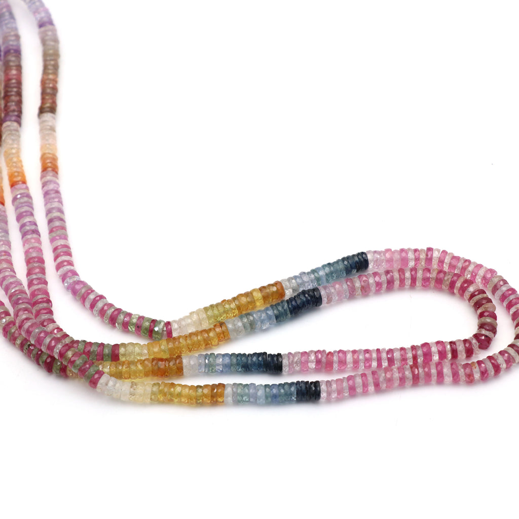 Multi Sapphire Faceted Tyre Beads , Sapphire Faceted Button Beads , 5 mm , Sapphire Tyre Beads , 18 Inch Strand , Price Per Strand - National Facets, Gemstone Manufacturer, Natural Gemstones, Gemstone Beads