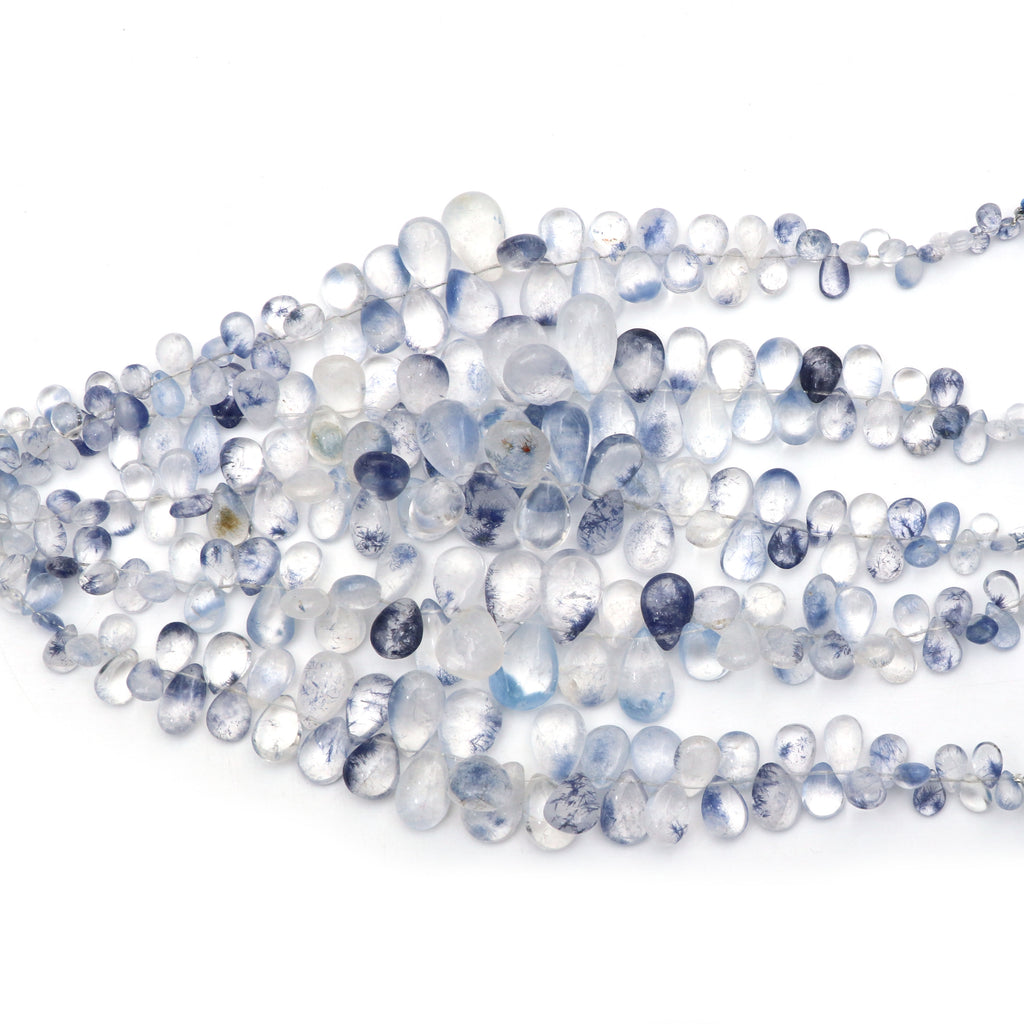 Natural Dumortierite Smooth Pear Beads , Dumortierite Beads , 5x6.5 mm To 13x18  mm , 8 Inch, Price Per Strand - National Facets, Gemstone Manufacturer, Natural Gemstones, Gemstone Beads