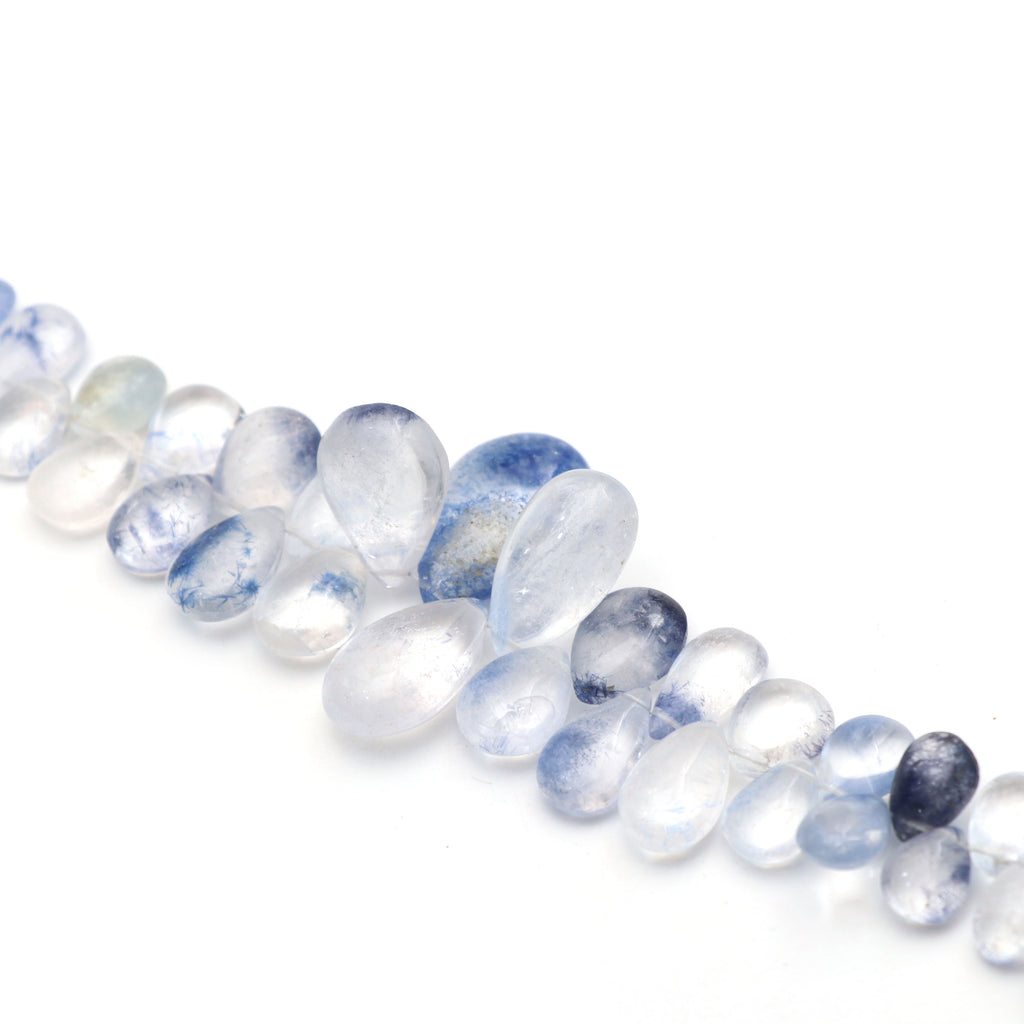 Natural Dumortierite Smooth Pear Beads , Dumortierite Beads , 5x6.5 mm To 13x18  mm , 8 Inch, Price Per Strand - National Facets, Gemstone Manufacturer, Natural Gemstones, Gemstone Beads