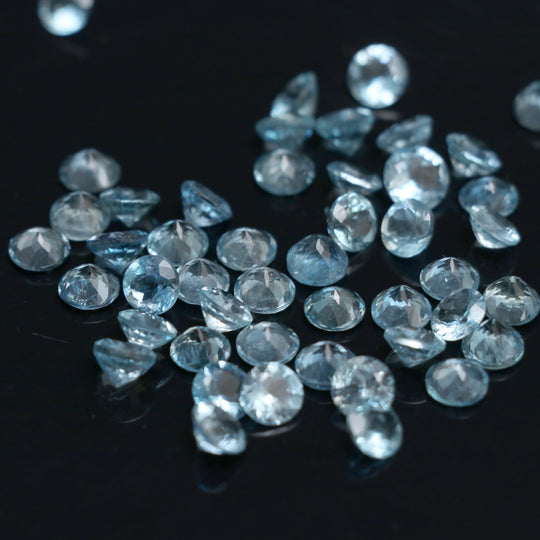 Aquamarine Faceted Round Loose Gemstone, 6 mm, Aquamarine Jewelry Making Gemstone, Set of 48 Pieces