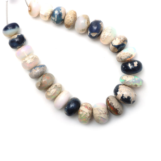 Natural Australian Opal Smooth Rondelle Beads, 13.5 mm To 18.5 mm, Australian Opal Jewelry Making Beads, 9 Inches Full Strand, Price Per Strand