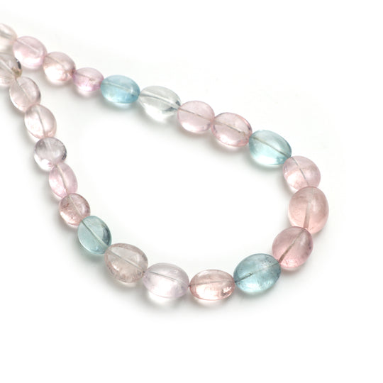 Multi Aquamarine Smooth Tumble Beads, 5.5x8 mm To 10x12.5 mm, Multi Aquamarine Jewelry Making Beads, 20 Inches Full Strand, Price Per Strand