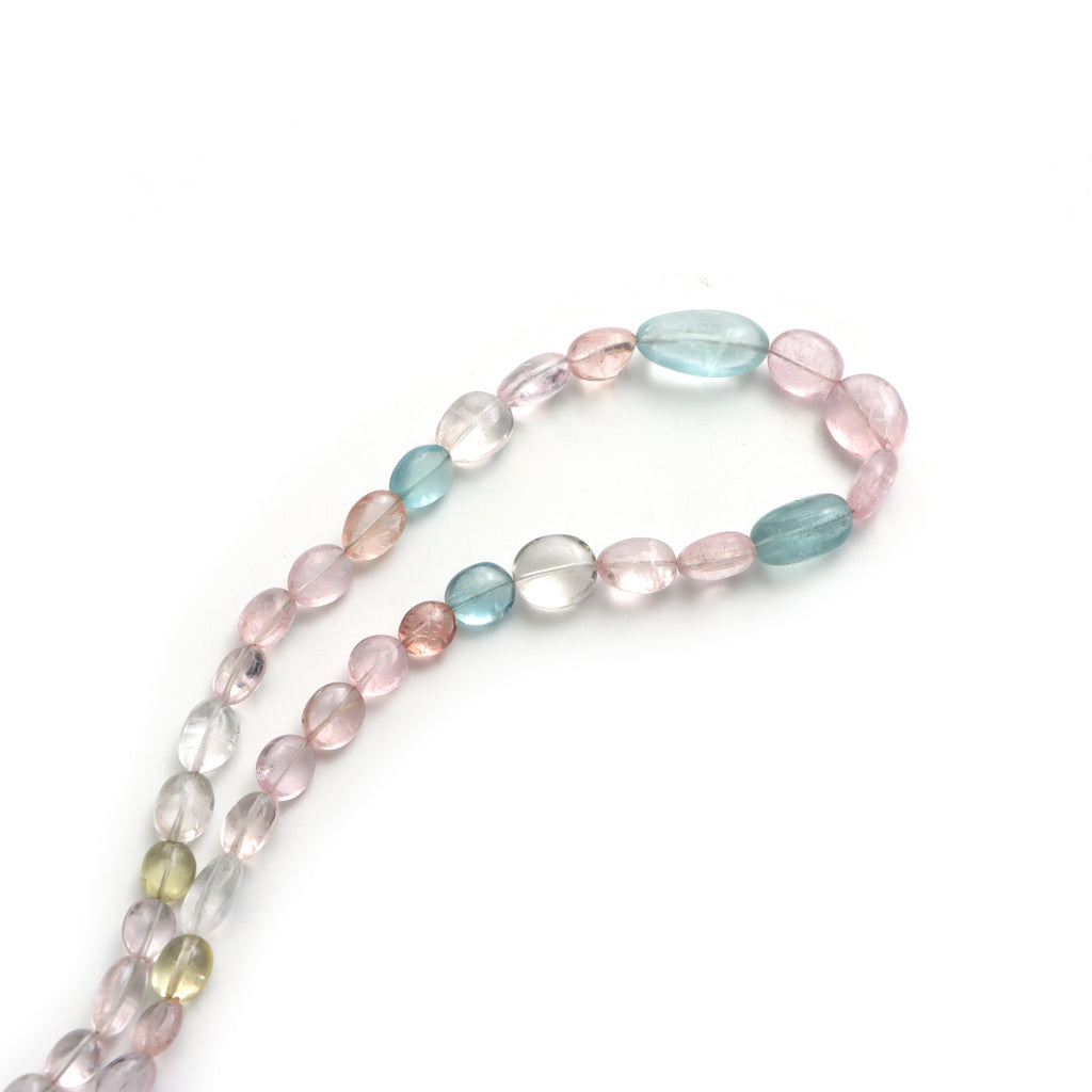 Multi Aquamarine Smooth Tumble Beads