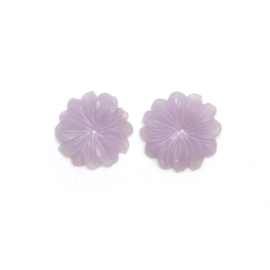 Natural Yttrium Fluorite Flower Carving Loose Gemstone, 25x25 mm, Yttrium Fluorite Jewelry Handmade , Pair ( 2 Pieces )