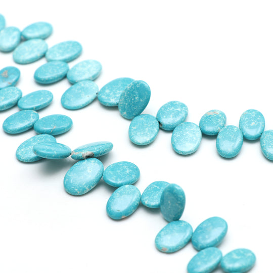 ターコイズ スムース オーバル ビーズ、ターコイズ ジュエリー メイキング ビーズ、8 インチ フル ストランド、1 ストランドあたりの価格