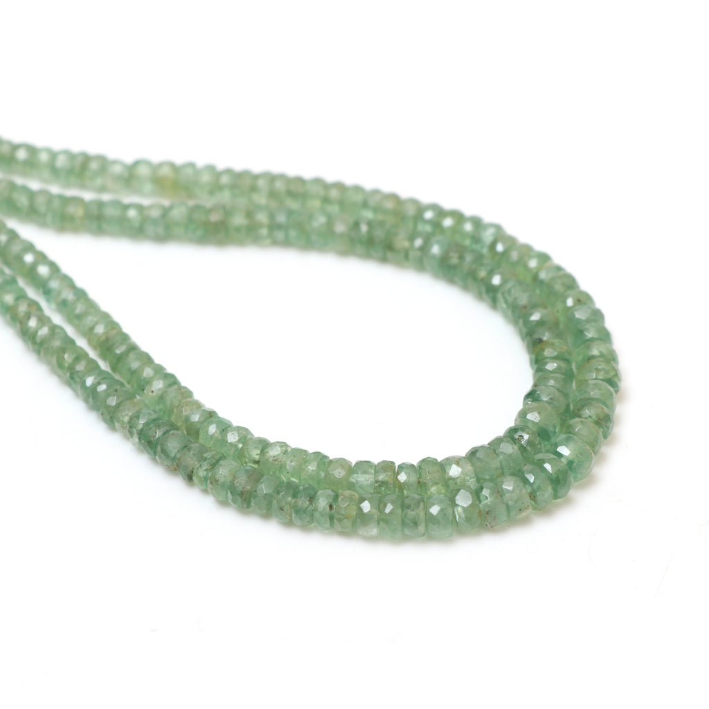 Mint Kyanite Faceted Rondelle Beads, 4 mm to 6 mm, Mint Kyanite Jewelry Handmade Gift for Women, 18 Inch Strand, Price Per Strand - National Facets, Gemstone Manufacturer, Natural Gemstones, Gemstone Beads, Gemstone Carvings